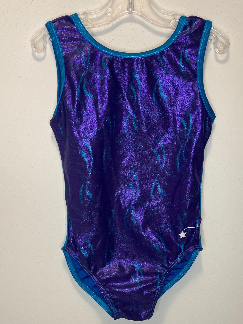 Kids Dance Leotard - Shimmer Purple with Teal Trim